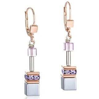 4017/20-0829 Coeur de Lion Stainless Steel geo cube drop earrings