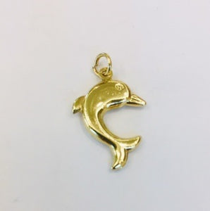 9ct yellow gold Dolphin charm pendant 0.6grms