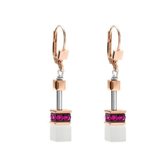 4013/20-0400 Coeur de Lion stainless steel geo cube drop earrings