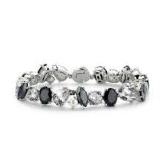 Ti Sento Stirling Silver Black/White CZ and Pearl set bracelet ref 2687ZW