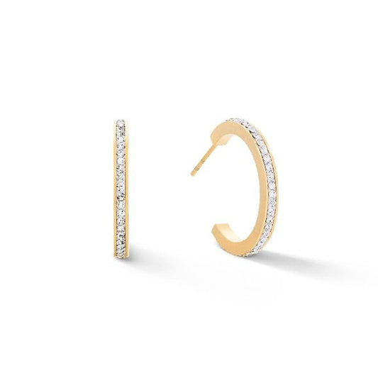 0139/21-1816 Coeur de Lion Stainless Steel CZ set half hoop earrings