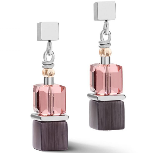 5022/21-0751 Coeur De Lion Stainless Steel Geo cube drop earrings