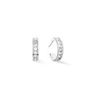 0131/21-1817 Coeur de Lion Stainless Steel crystal set half hoop earrings