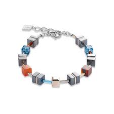 4964/30-0206 Coeur de Lion stainless steel geo cube bracelet