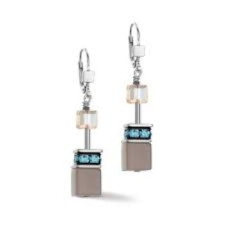 4505/20-2010 Coeur de Lion Stainless Steel Geo Cube drop earrings