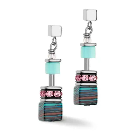 5090/21-1919 Coeur de Lion  Stainless steel geocube drop earrings