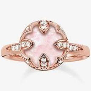 Thomas Sabo Rose Gold Plated Round Pink Cubic Zirconia Ring Size 54 ref TR2027-537-9-54