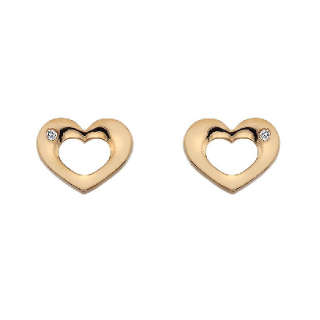 Hot Diamonds Rose Gold Sterling Silver Diamond Heart Stud Earrings DE435