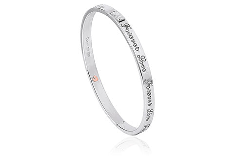 Clogau Silver & 9ct gold Forever Love Script Bangle Ref 3SFLBG