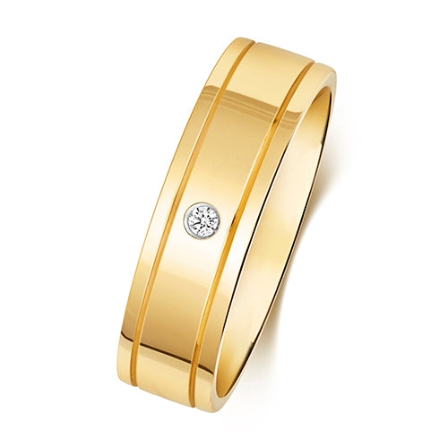 Gent's 9ct Yellow Gold Diamond Set Ring