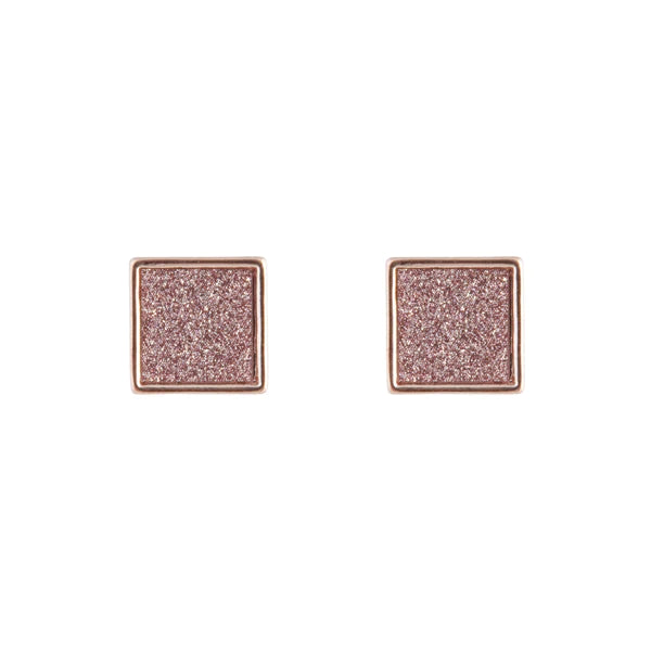 0217/21-0225 Coeur de Lion Stainless steel Rose glitter square stud earrings