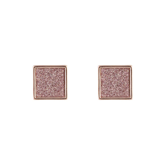 0217/21-0225 Coeur de Lion Stainless steel Rose glitter square stud earrings