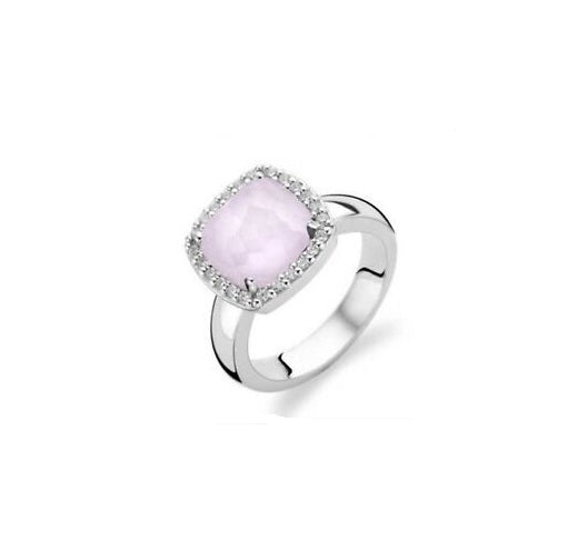 Ti Sento Sterling Silver Light Pink Faceted and CZ set ring ref 1771OP/56 Size P